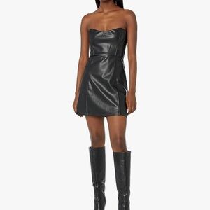 NWT ASTR black leather Carmen mini dress